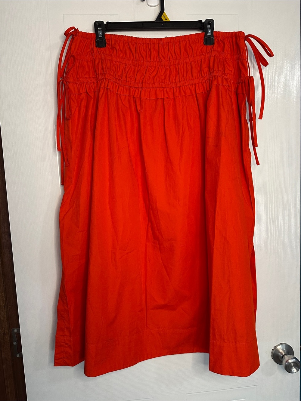 NWT Free Assembly “Popsicle Orange” Smocked-Waist Maxi Skirt with Side Ties